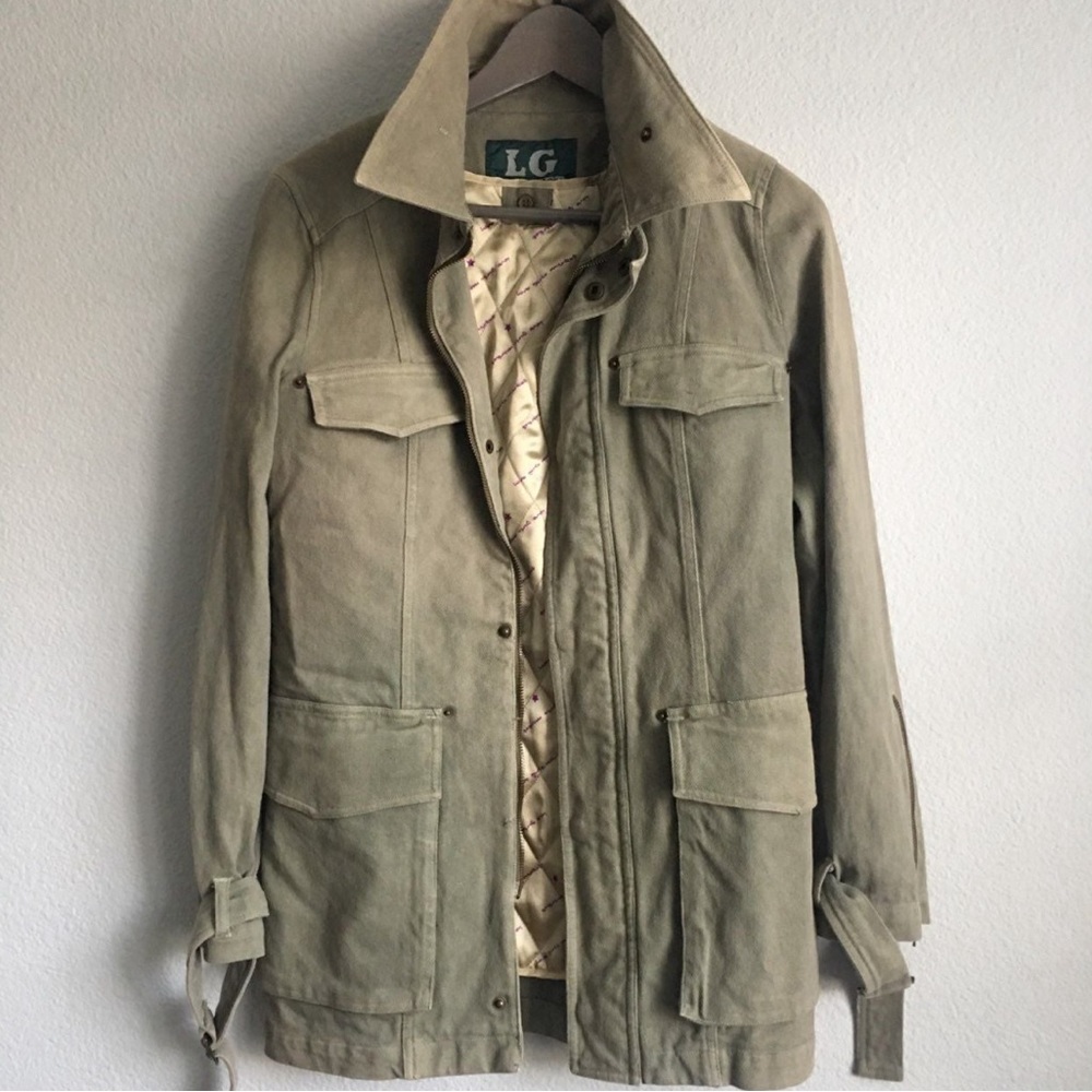 LG market khaki jacket boho southwestern military